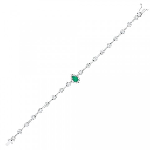 3.52 ct. Pırlanta Doğal Zümrüt Bileklik