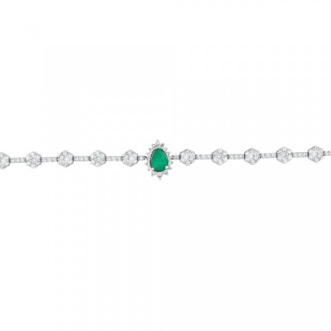 3.52 ct. Pırlanta Doğal Zümrüt Bileklik