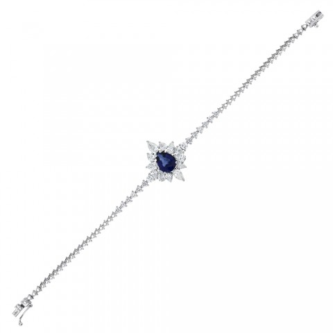 5.83 ct. Pırlanta Doğal Safir Bileklik